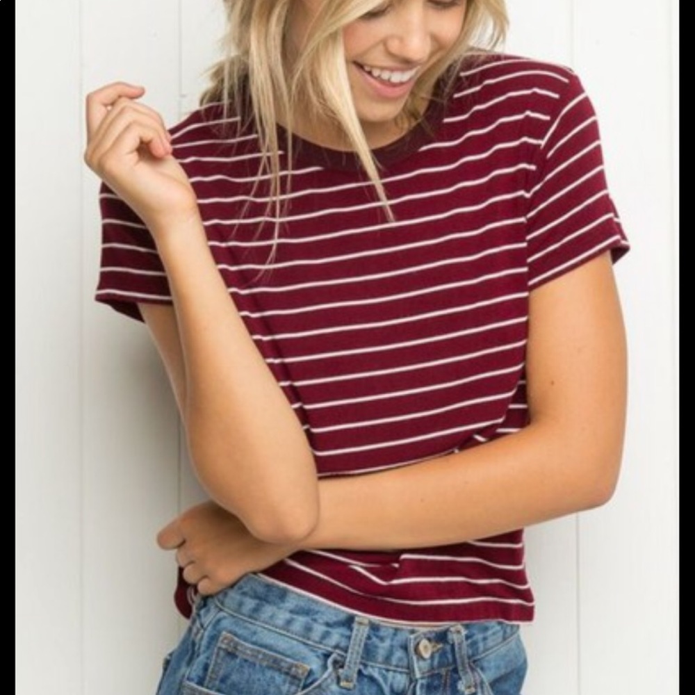 Burgundy stripe Brandy Melville short sleeve top